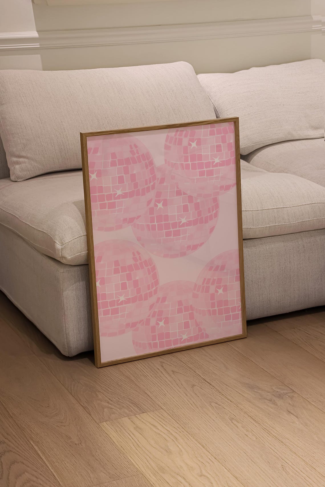 Pink Disco Ball Pattern Trendy Retro Party Glam Aesthetic Poster - Image 2
