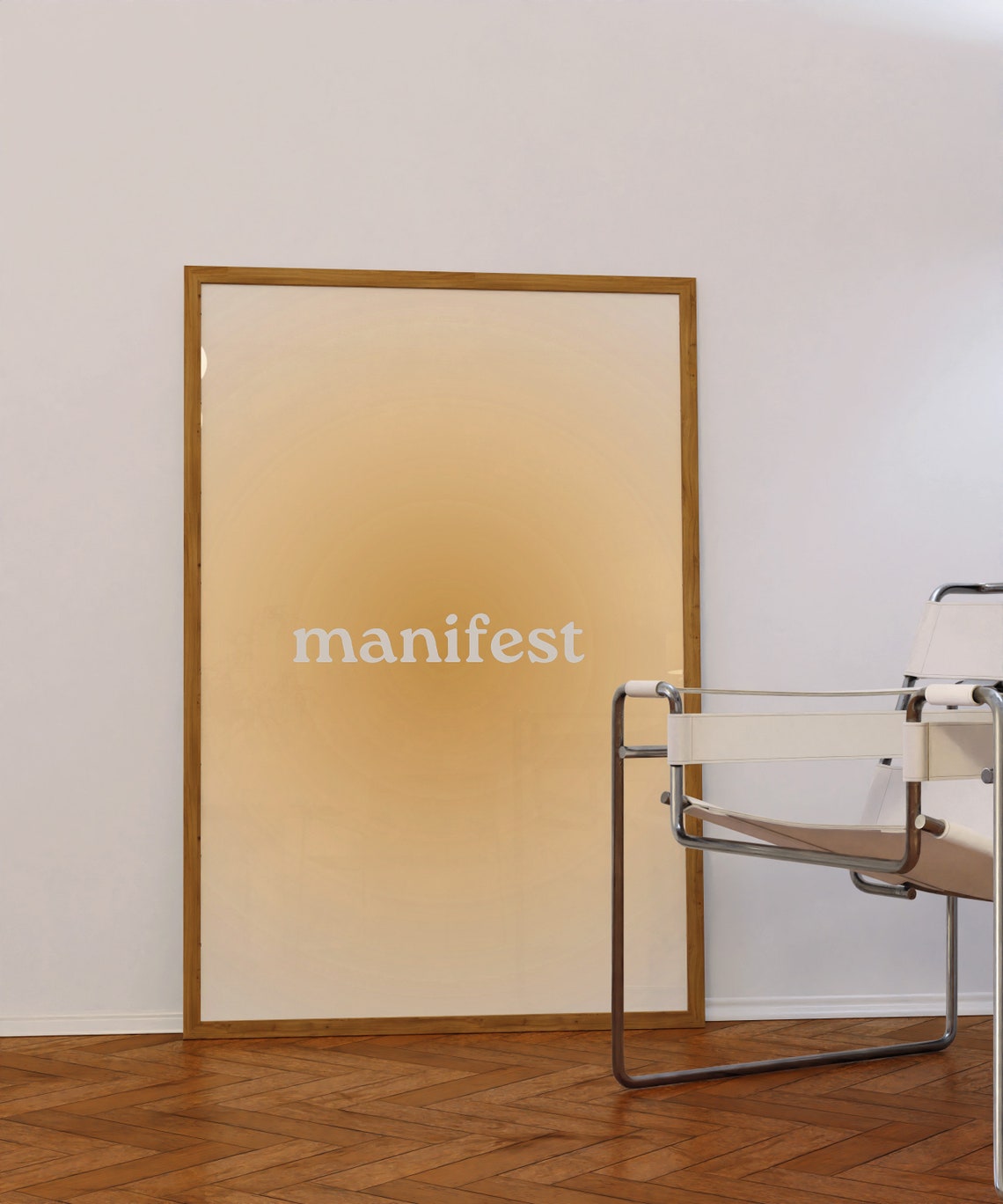 Manifest Yellow Aura Gradient Minimalist Affirmation Word Art Poster - Image 2