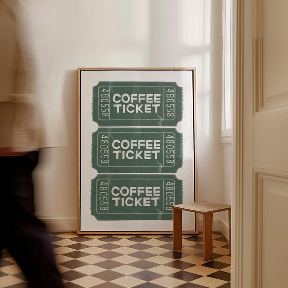 Retro Good Times Green Ticket Wall Art Apartment Decor Print Trendy Bar Cart Poster Coffee Prints