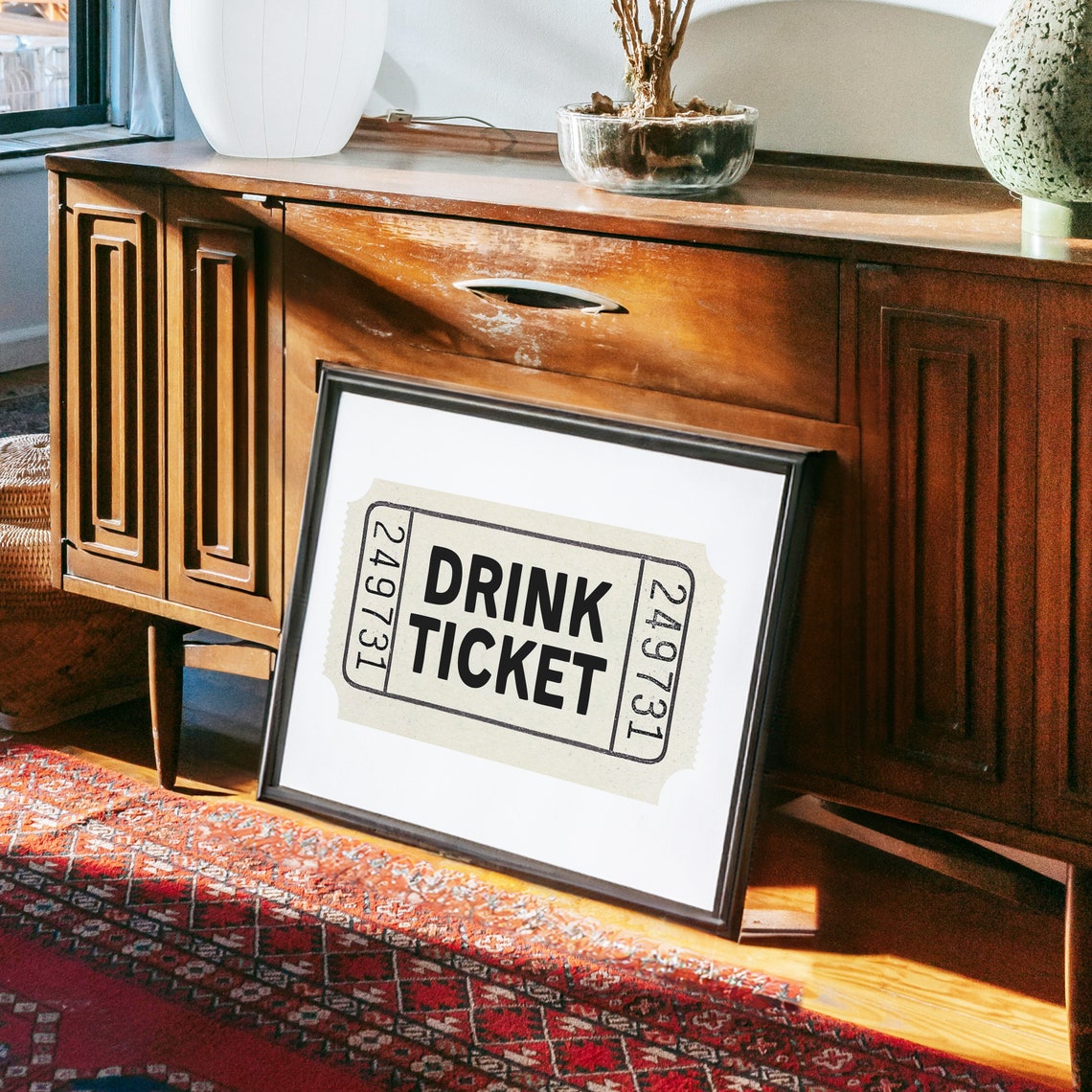 Drink Ticket Cream Vintage Stub Bar Cart Retro Party Wall Poster - Image 3