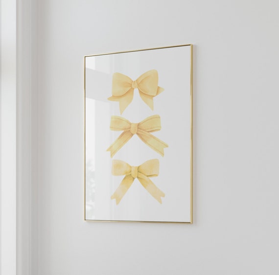 Yellow Wall Art Bow Art Print Coquette Art Print Trendy Wall Art Aesthetic Print Ribbon Print Balletcore Preppy Print Girly Bedroom Decor
