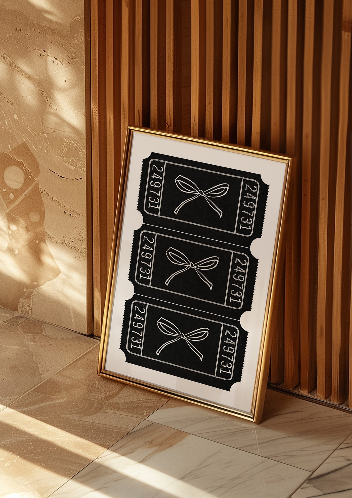 Black Bow Raffle Ticket Trio Trendy Preppy Girly Wall Poster - Image 3