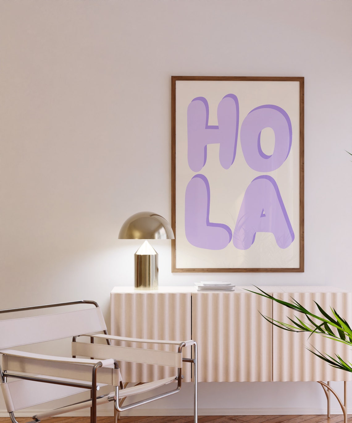 HOLA Lilac Bubble Letter Typographic Spanish Greeting Wall Poster - Image 3
