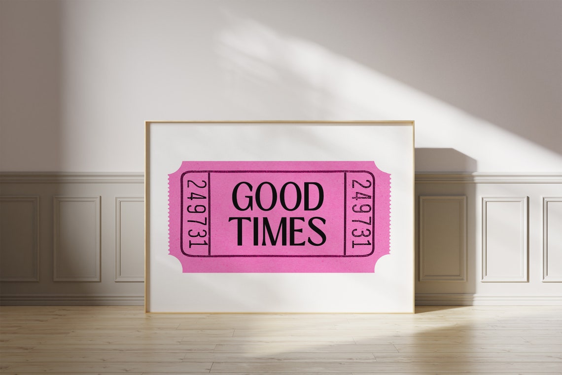 Good Times Hot Pink Retro Ticket Stub Vintage Style Wall Art - Image 2