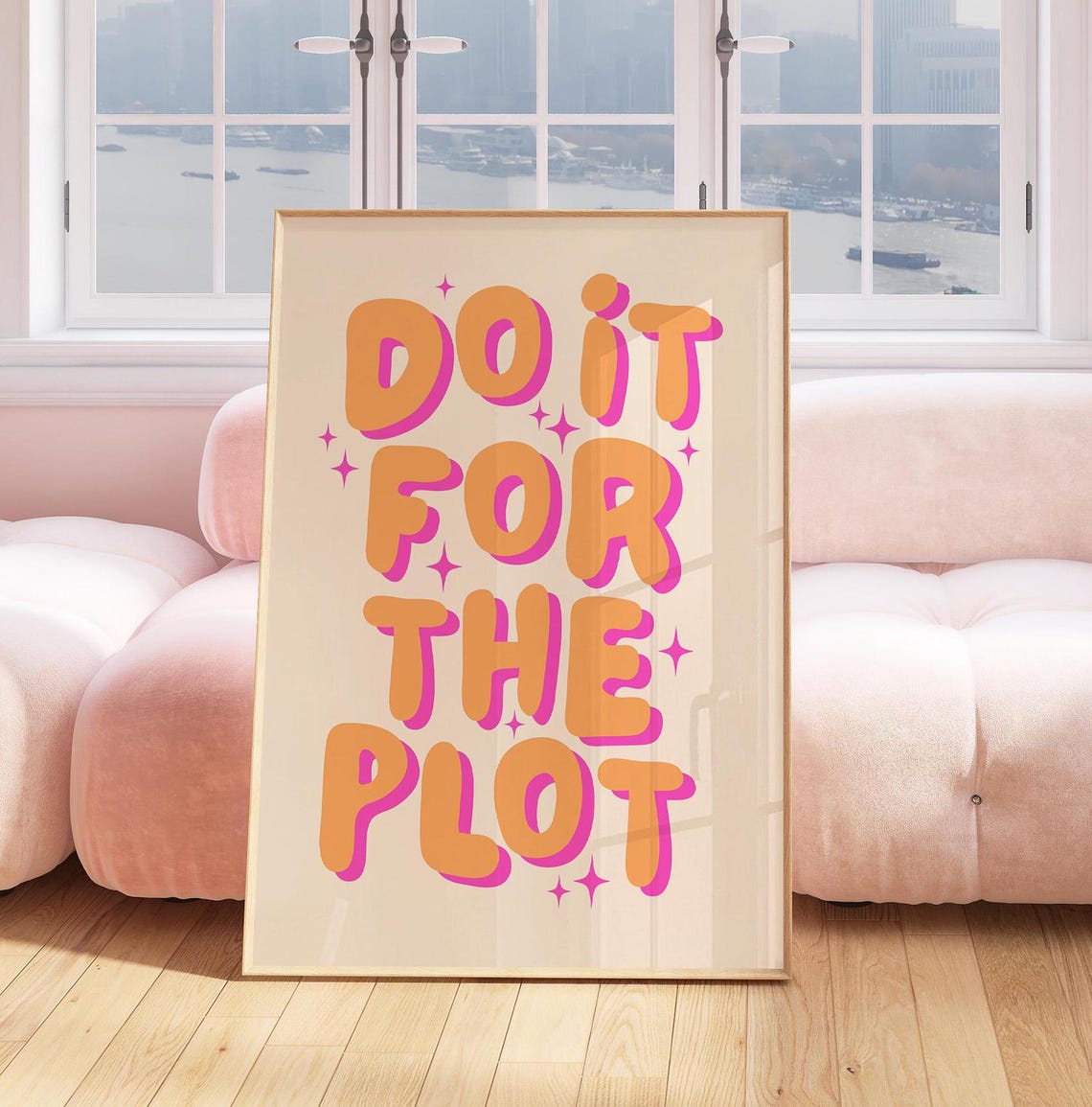 Do It For The Plot Bold Orange Pink Retro Typography Wall Poster - Image 4