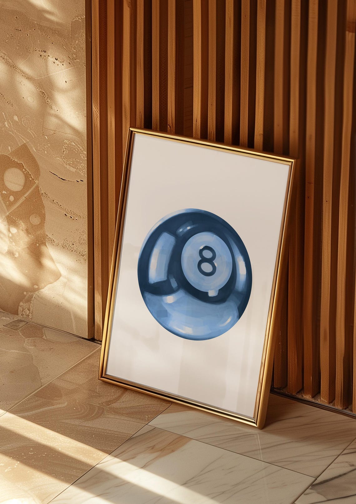 Navy Blue Eight Ball Minimalist Billiards Chic Aesthetic Poster - Image 3