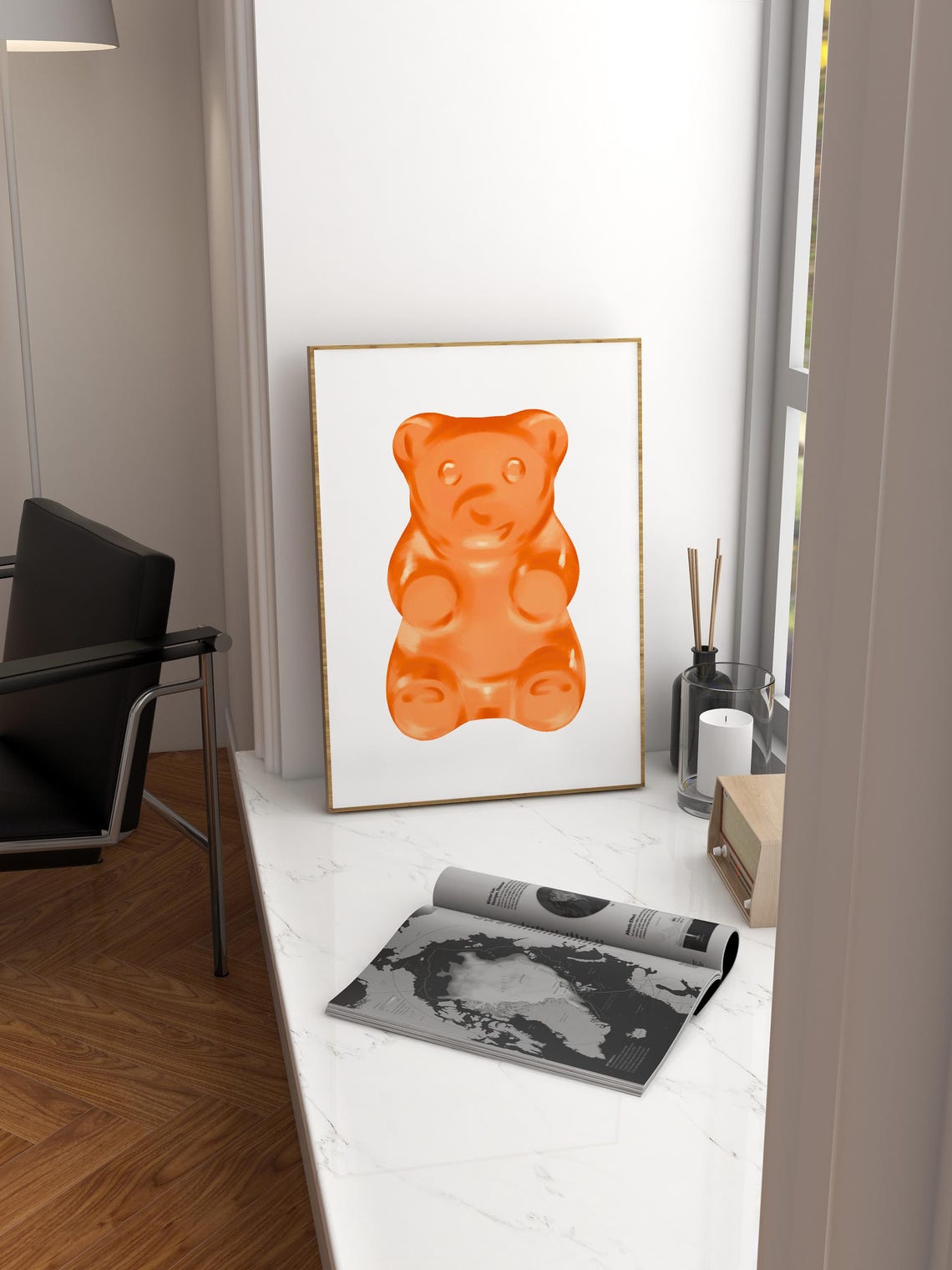 Glossy Orange Gummy Bear Pop Candy Fun Trendy Kids Room Poster - Image 4