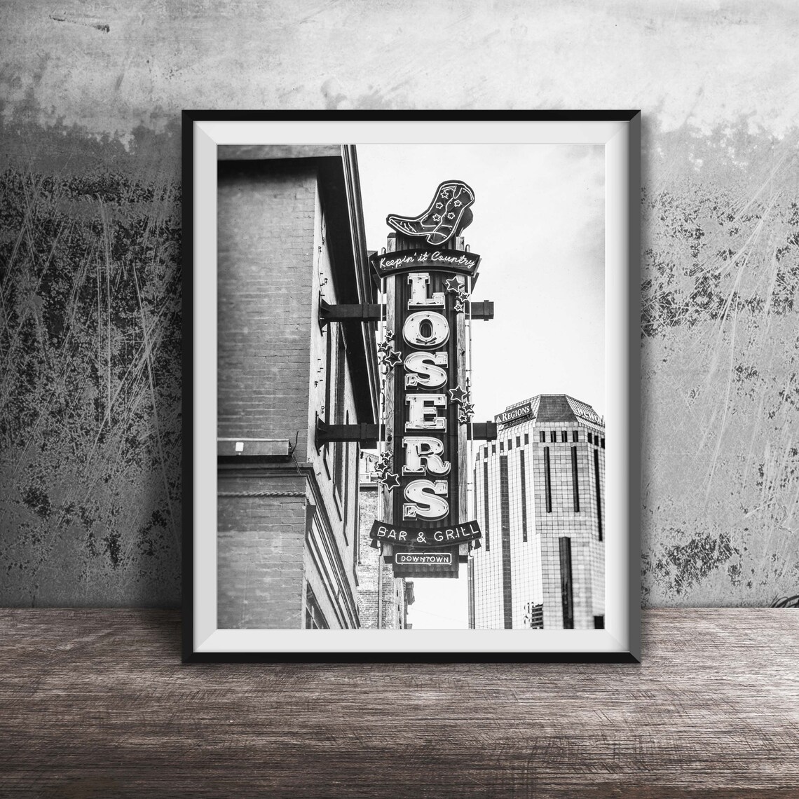 Losers Bar and Grill Downtown Nashville Neon Sign Photo Poster - Image 2