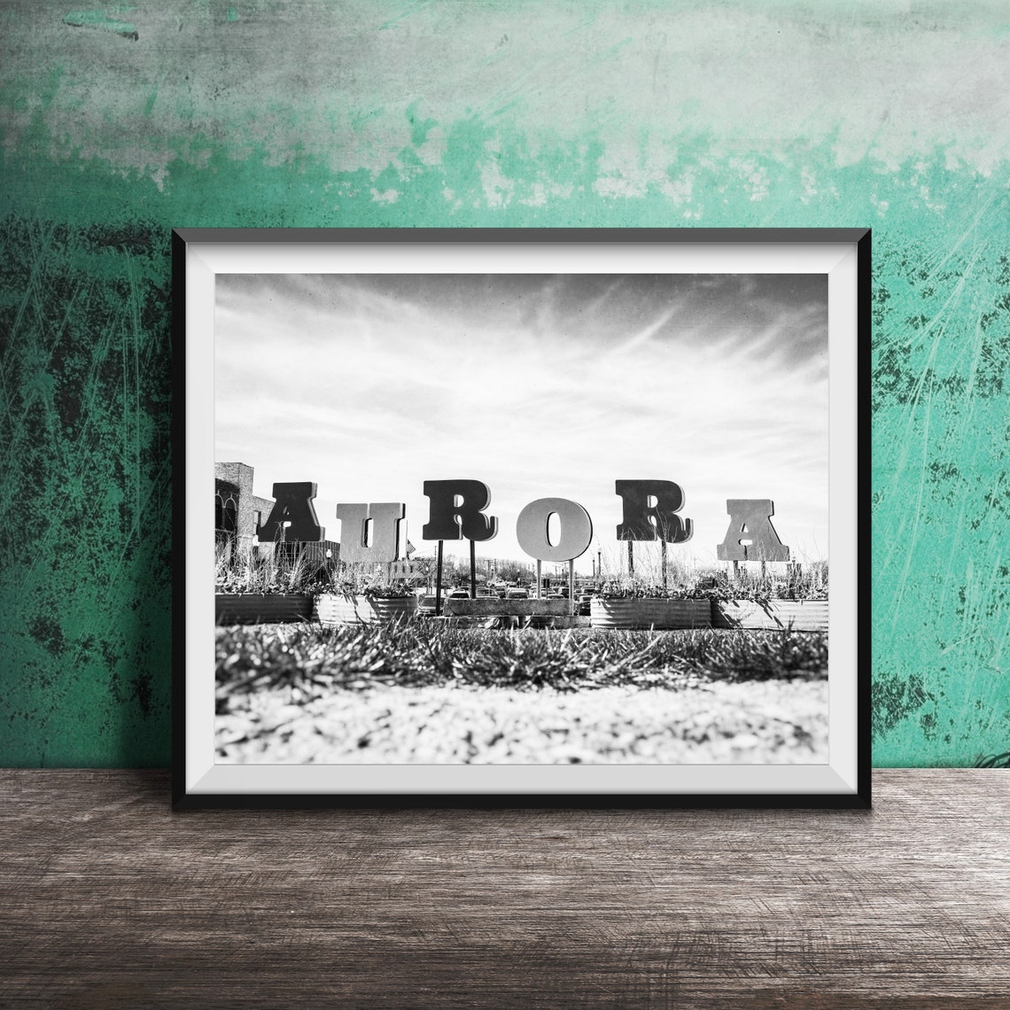 Aurora Illinois Downtown Colorful Giant Letter Sign Sky Poster - Image 2