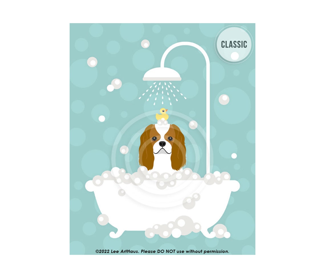 Cavalier King Charles Spaniel Bubble Bath Shower Cute Dog Breed Poster - Image 2