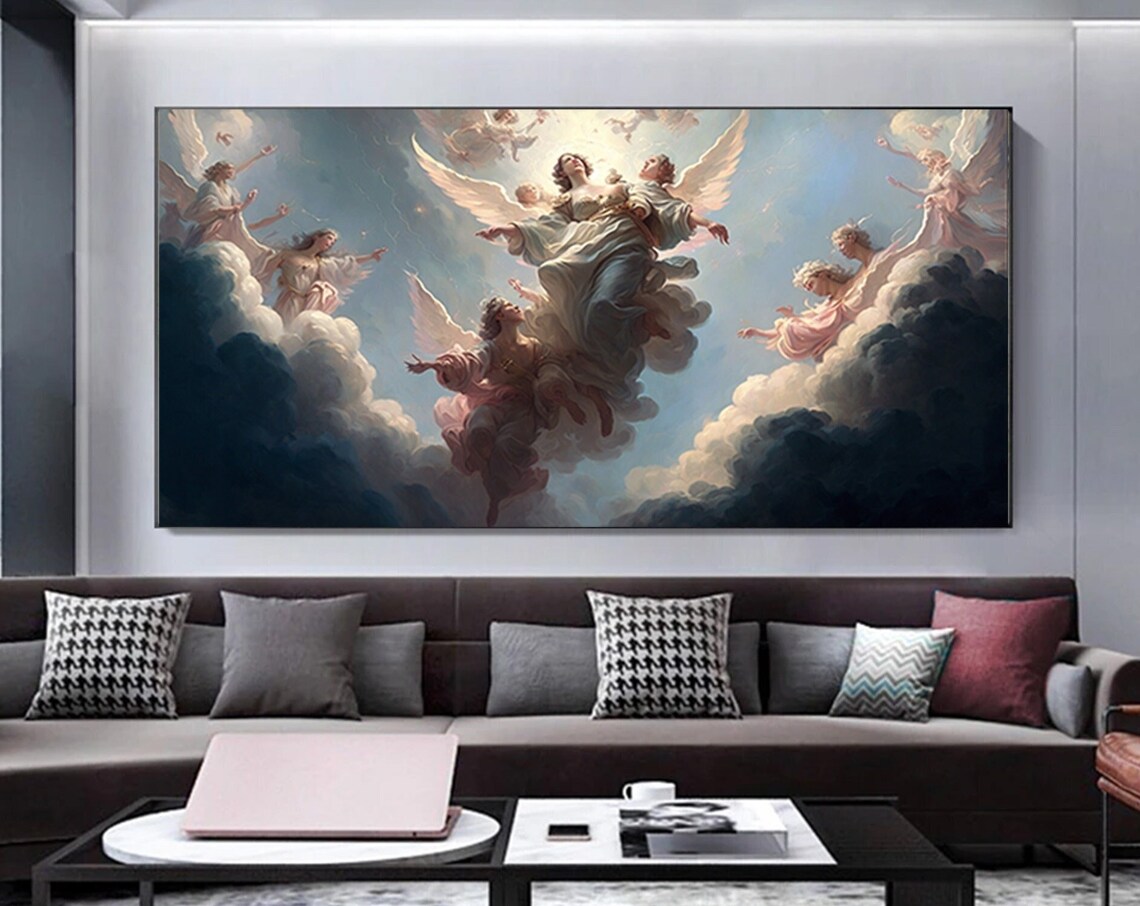 Angels Ascending Clouds Baroque Classical Heavenly Art Poster