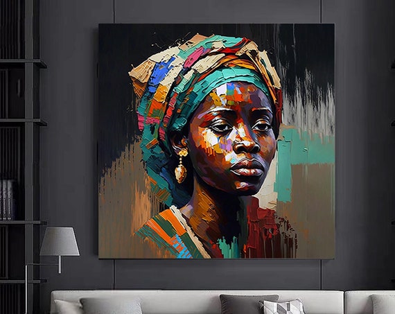Colorful African Woman Canvas Art Modern Print Fashion Decor Wall
