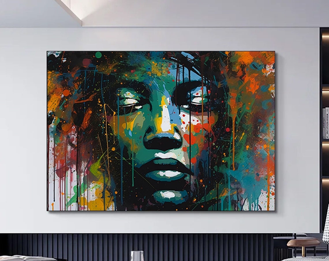 Modern Afro Woman Graffiti Art Print