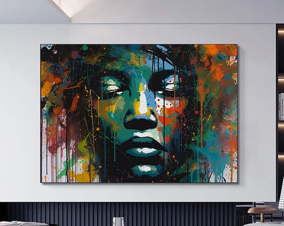 Modern Afro Woman Graffiti Art Print