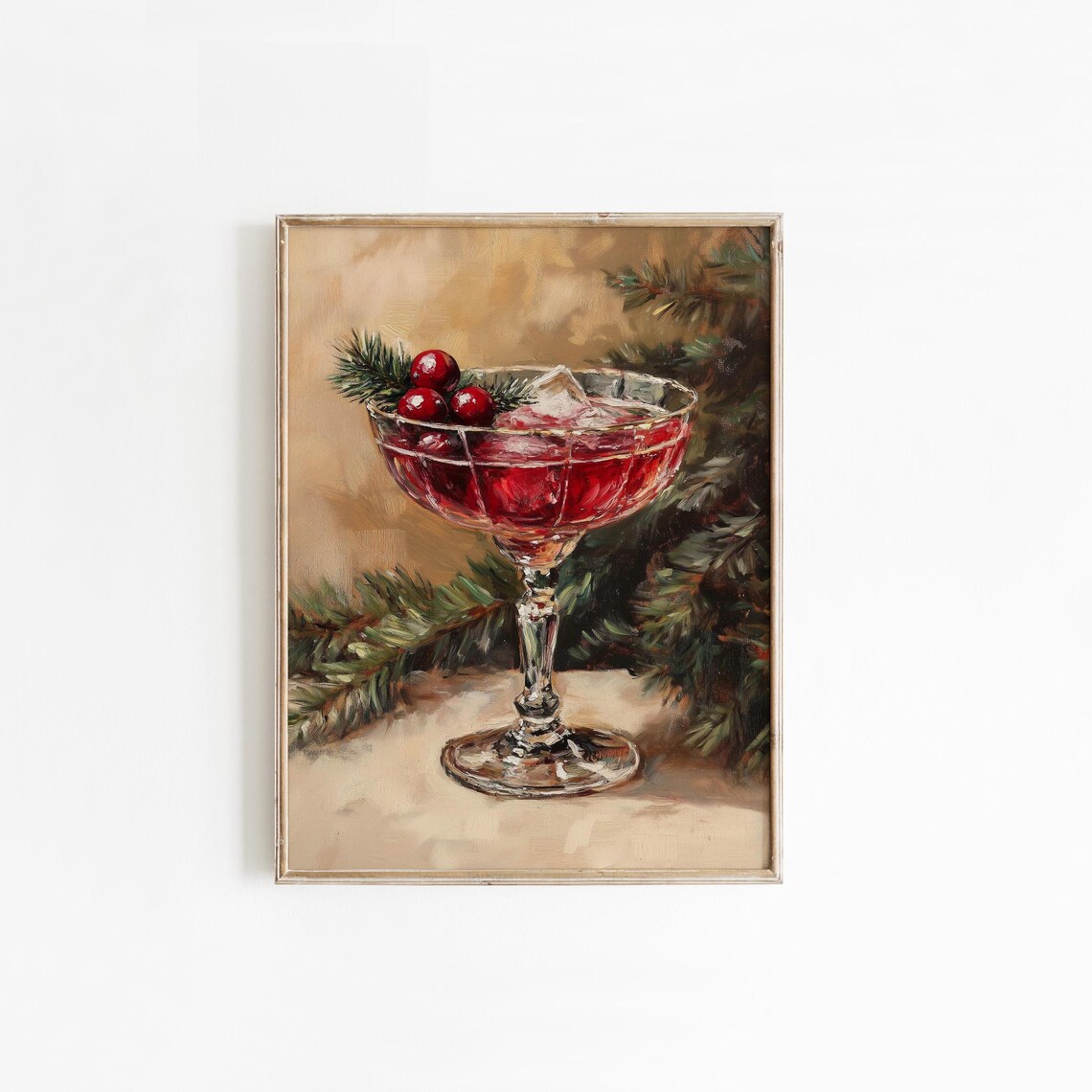 Christmas Cocktail Cranberry Coupe Vintage Holiday Painting Poster - Image 6
