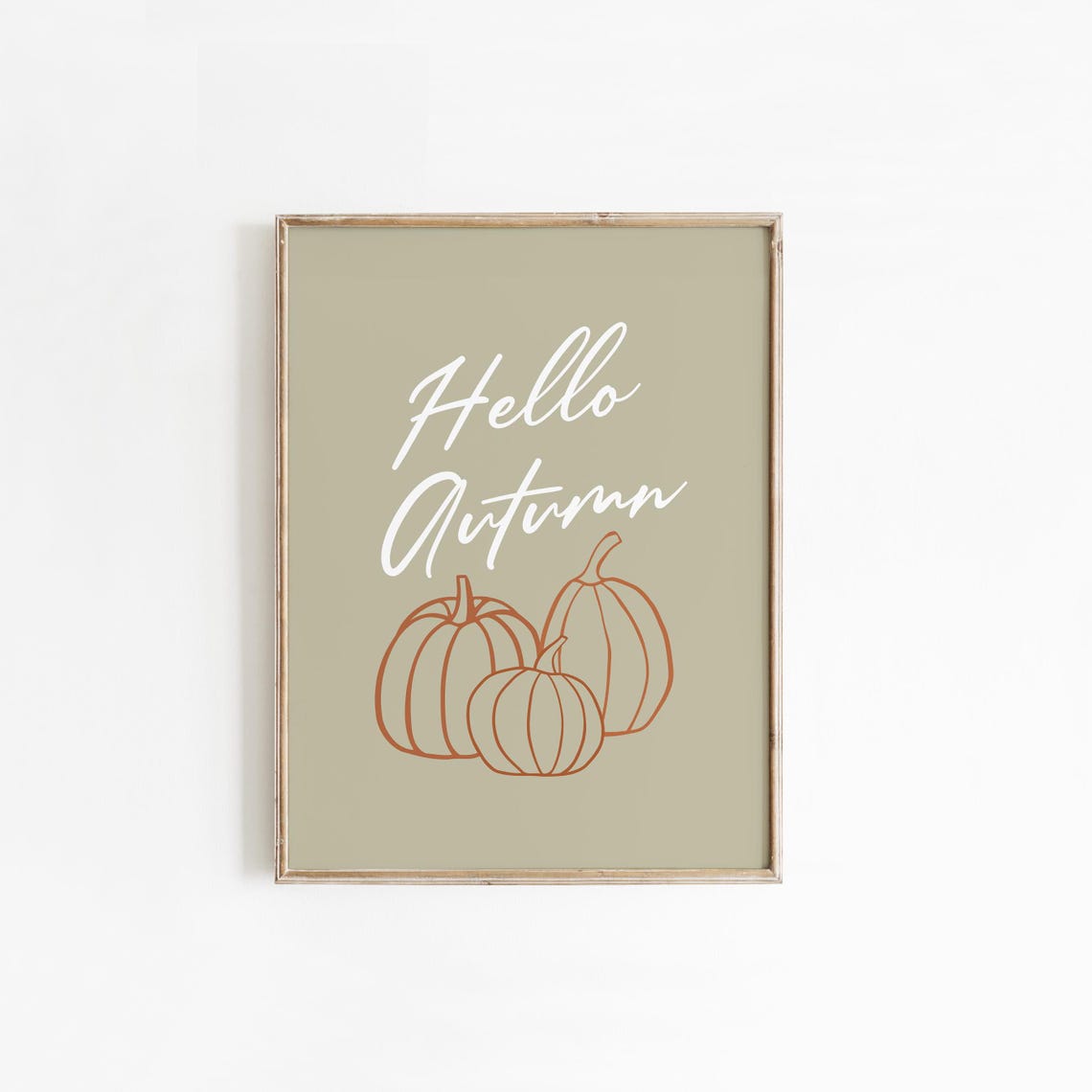 Hello Autumn Pumpkins Script Sage Fall Seasonal Quote Art Poster - Image 5