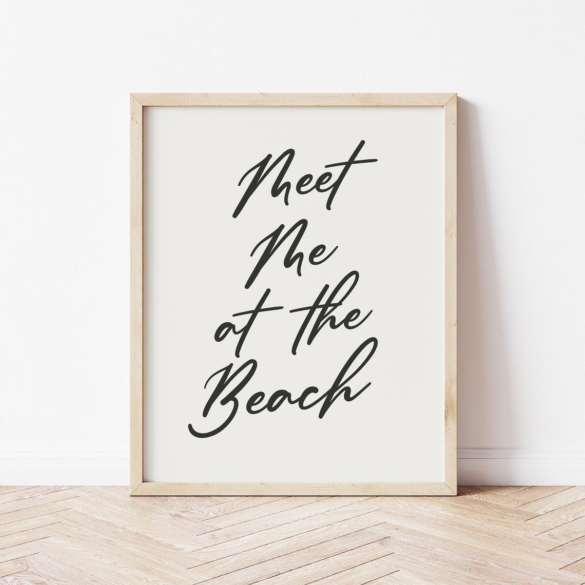 Meet Me At The Beach Hand Lettered Coastal Typography Art Poster - Image 3