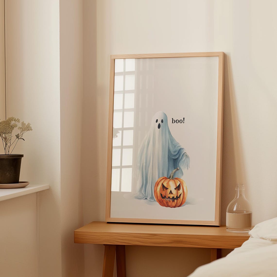 Boo Ghost Pumpkin Cute Watercolor Halloween Nursery Art Poster - Image 5