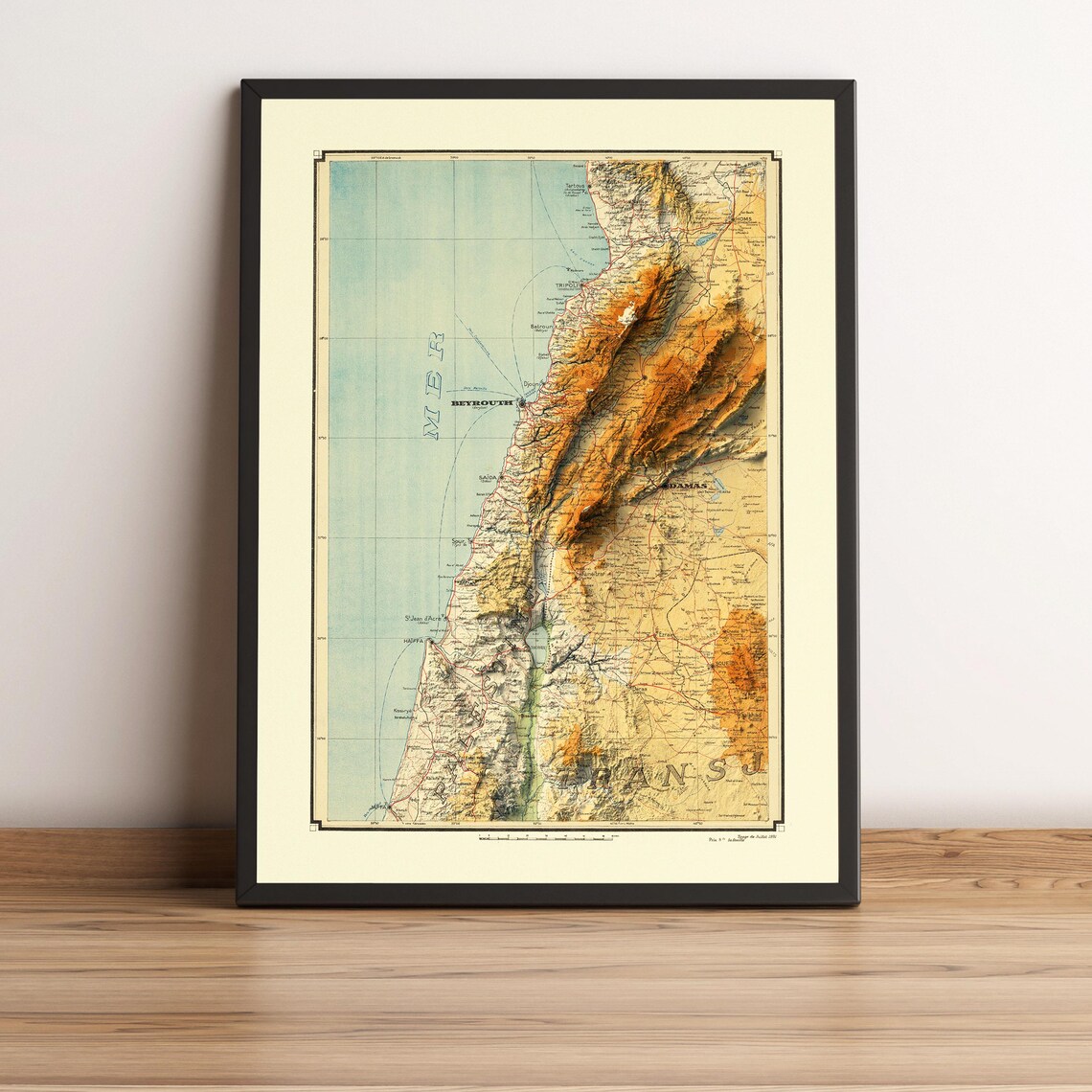 Lebanon 1931 Relief Map Vintage Travel Poster - Image 3