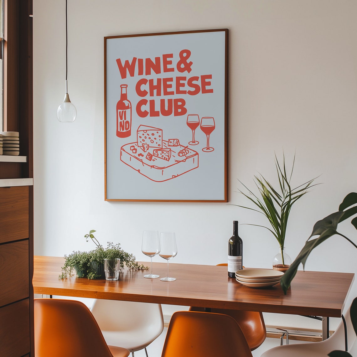 Wine and Cheese Club Retro Red Typography Kitchen Bar Poster - Image 2