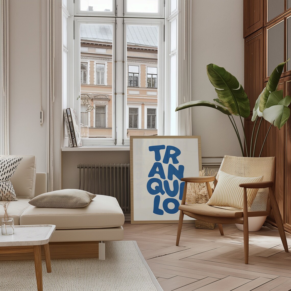 Blue Tranquilo Minimalist Art Print, Mindful Living - Image 3