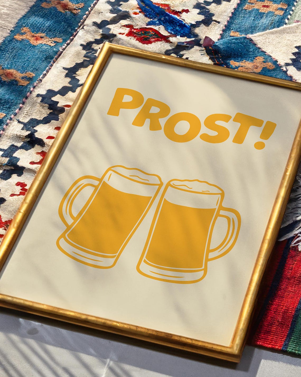 Prost Mustard Yellow Beer Mugs Foam Oktoberfest Bar Cheers Poster - Image 2