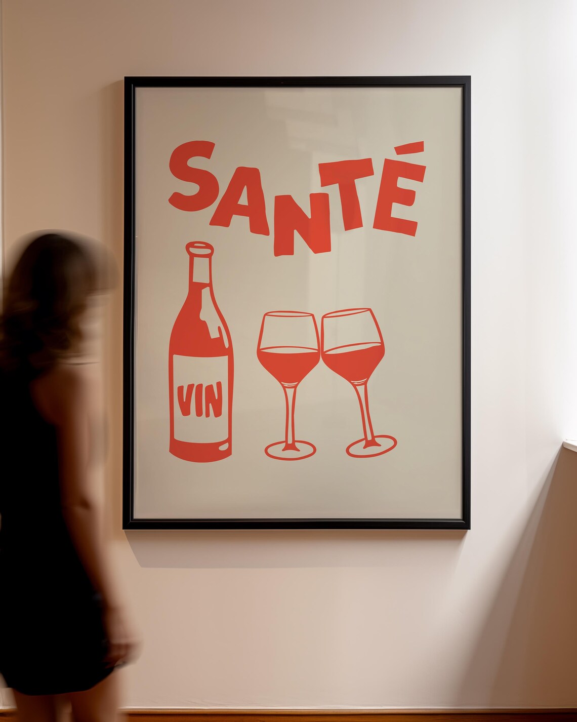 Sante Red Wine Bottle and Glasses French Toast Kitchen Bar Poster - Image 2