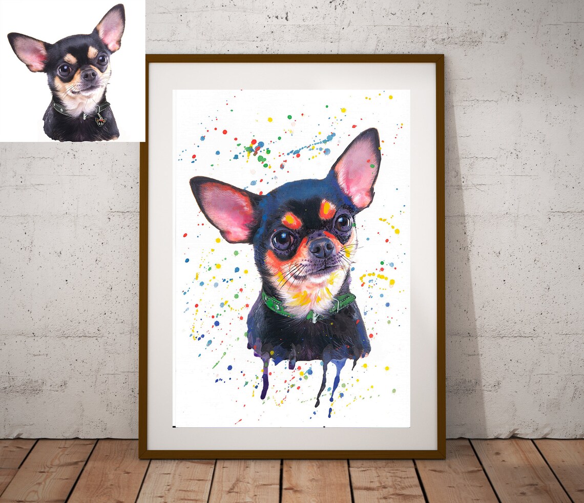 Chihuahua Personalized Watercolor Pet Portrait Art Print