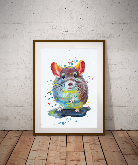 Chinchilla Watercolor Animal Print, Nursery Decor