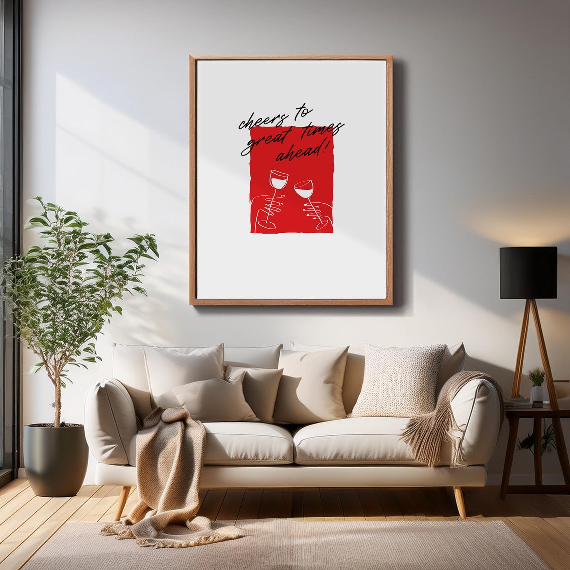 Cheers To Great Times Ahead Red Wine Script Celebration Poster - Image 2
