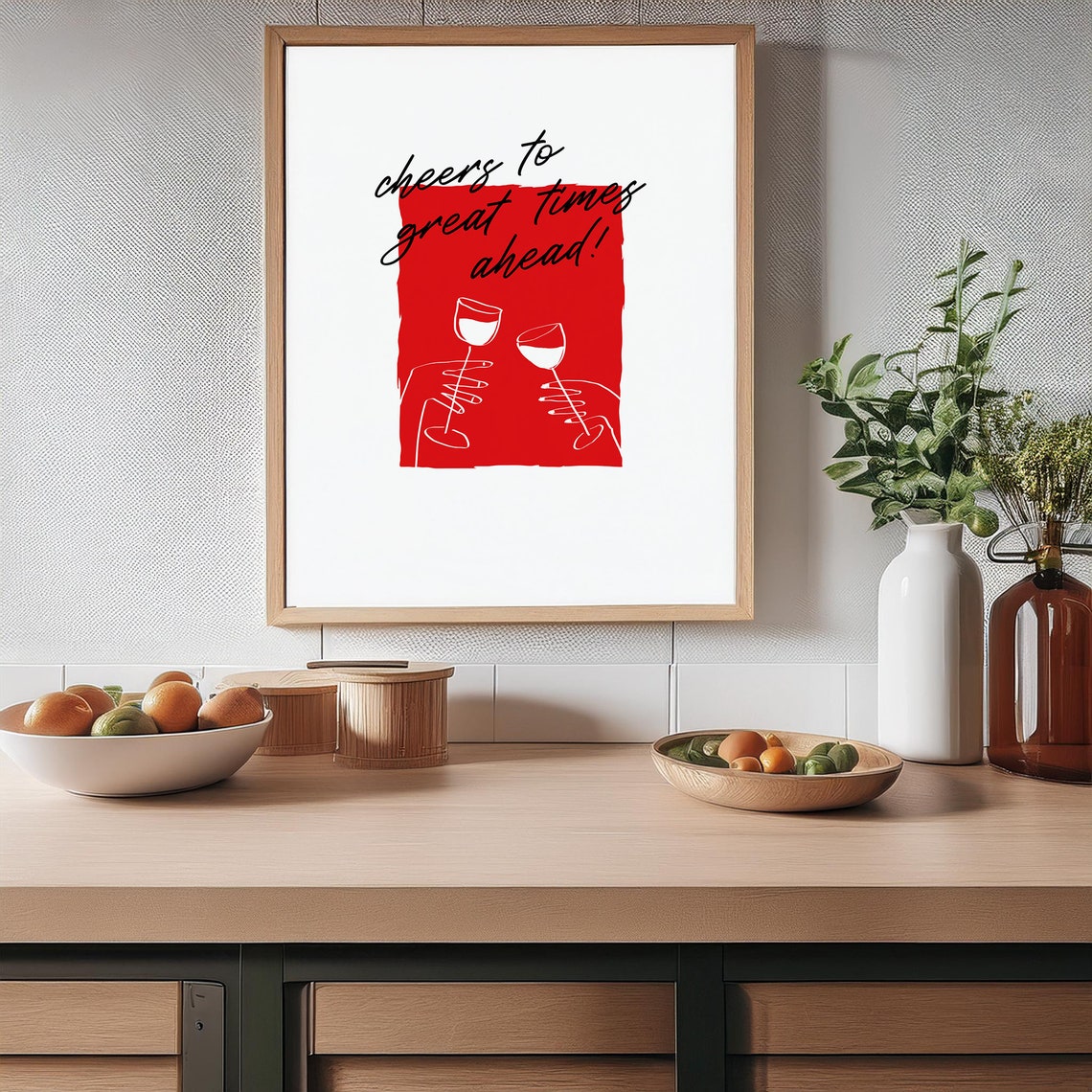 Cheers To Great Times Ahead Red Wine Script Celebration Poster - Image 4