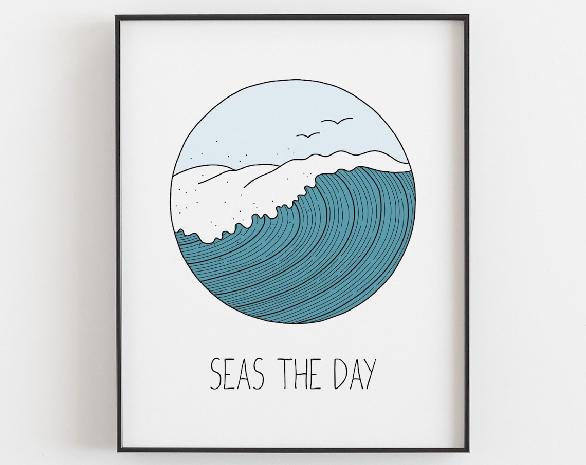 Seas The Day Wave Poster, Beach House Wall Art - Image 2