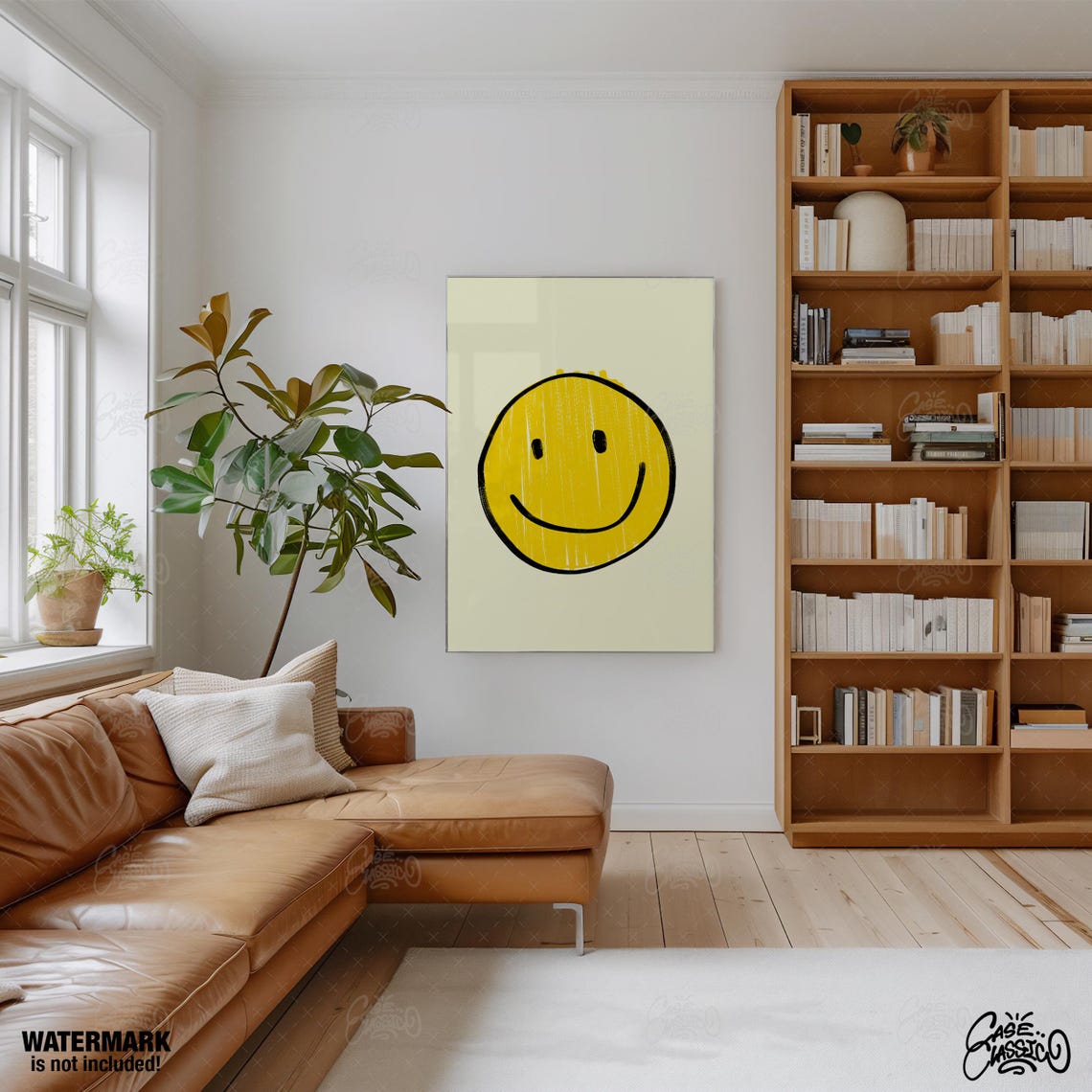 Big Yellow Smiley Face Hand Drawn Poster in Happy Retro Emoji Style - Image 4