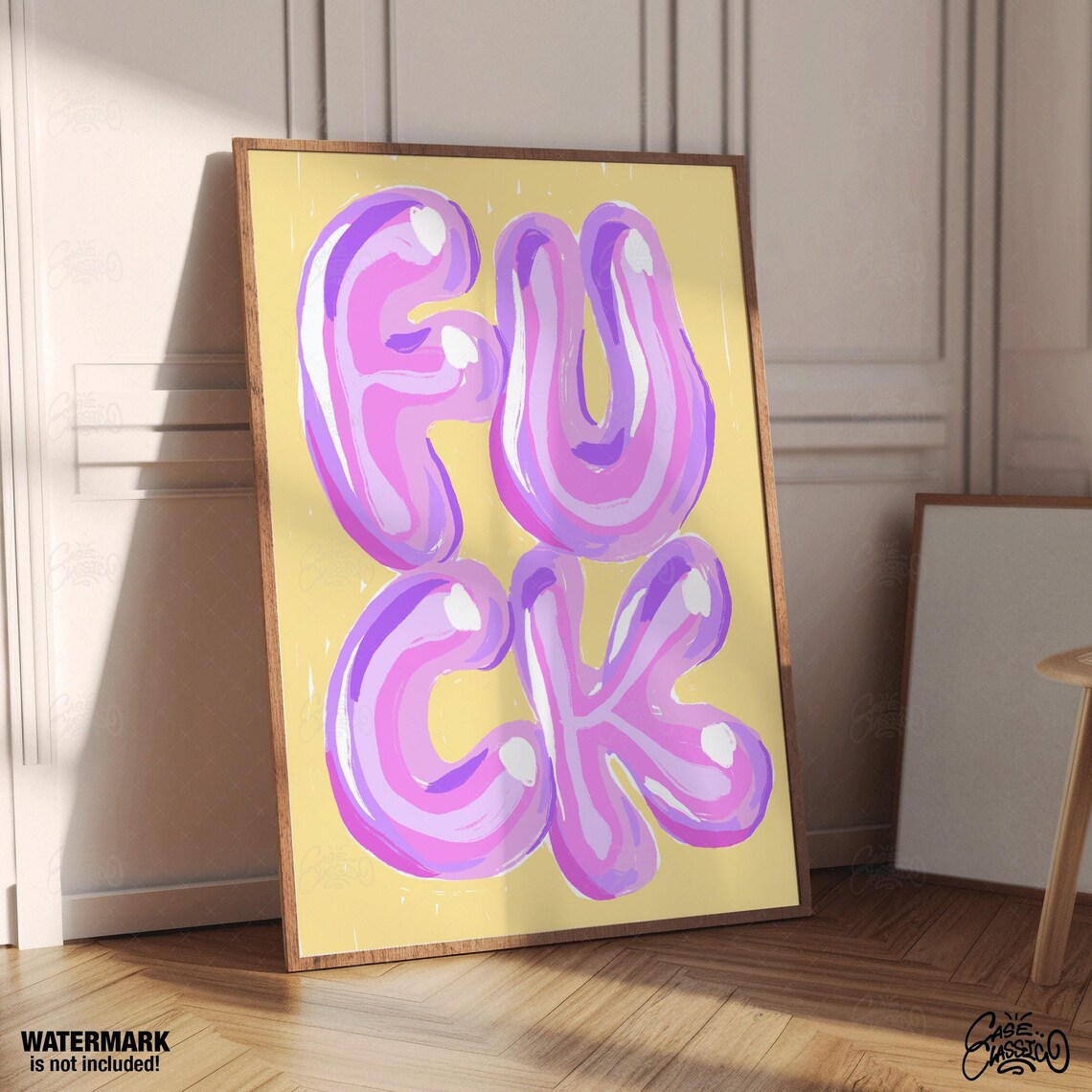 Fuck Purple Pink Bubble Letters Playful Profanity Statement Poster - Image 4
