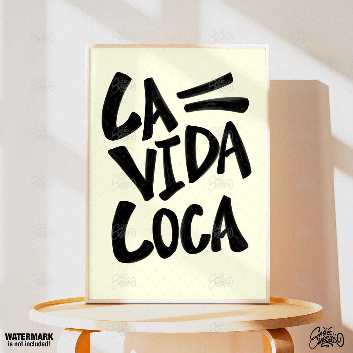 La Vida Loca Black Brush Lettering Cream Modern Quote Poster - Image 2