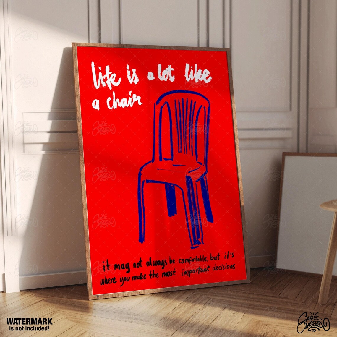 Life Is A Lot Like A Chair Red Inspirational Quote Poster Design - Image 4