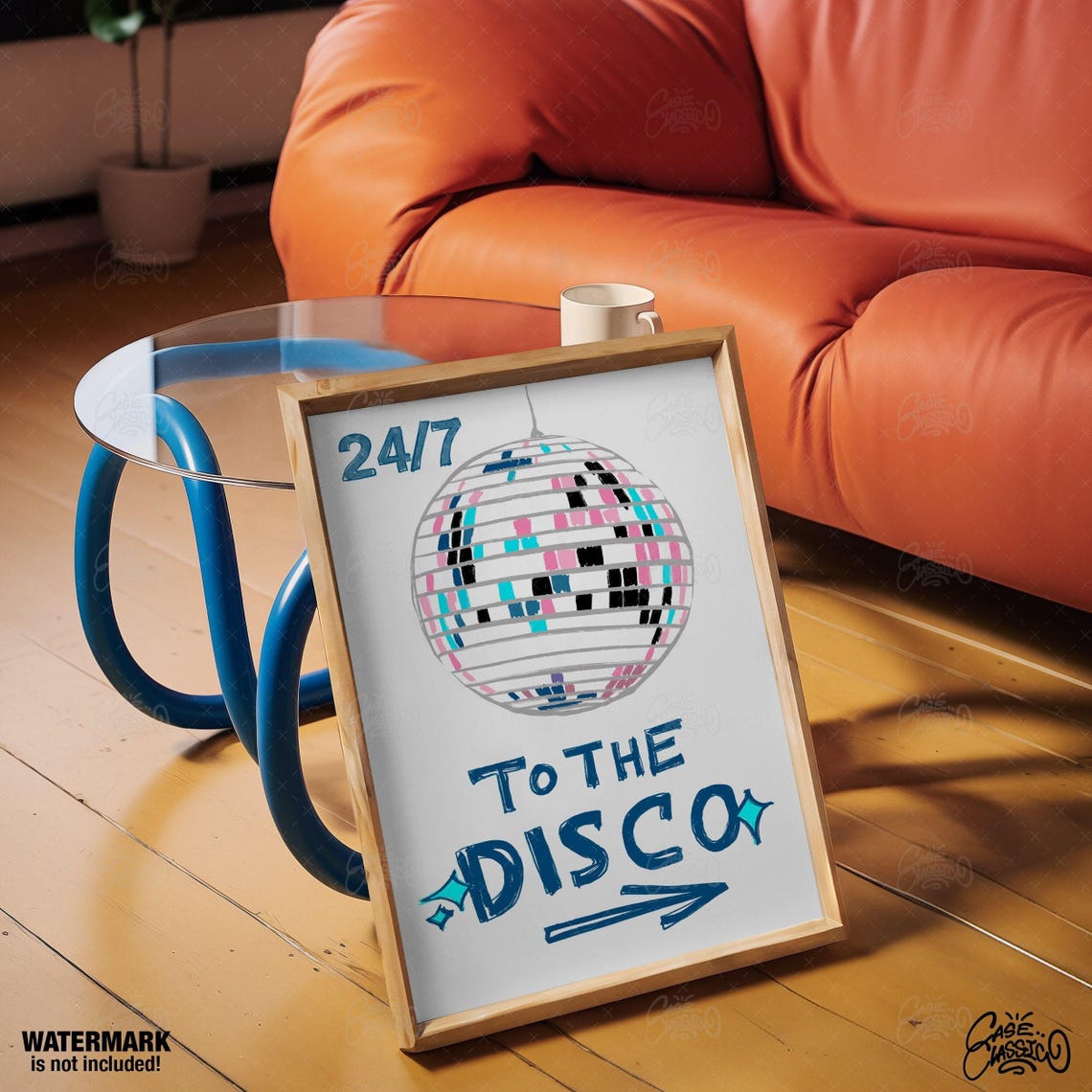 24/7 To The Disco Ball Colorful Retro Dance Party Wall Poster