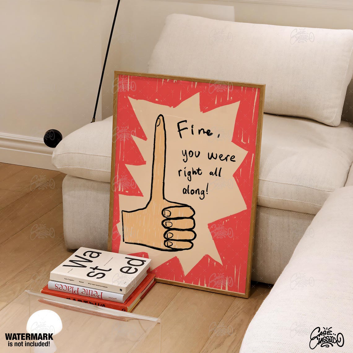 Fine You Were Right All Along Hand Doodle Funny Quote Poster - Image 3
