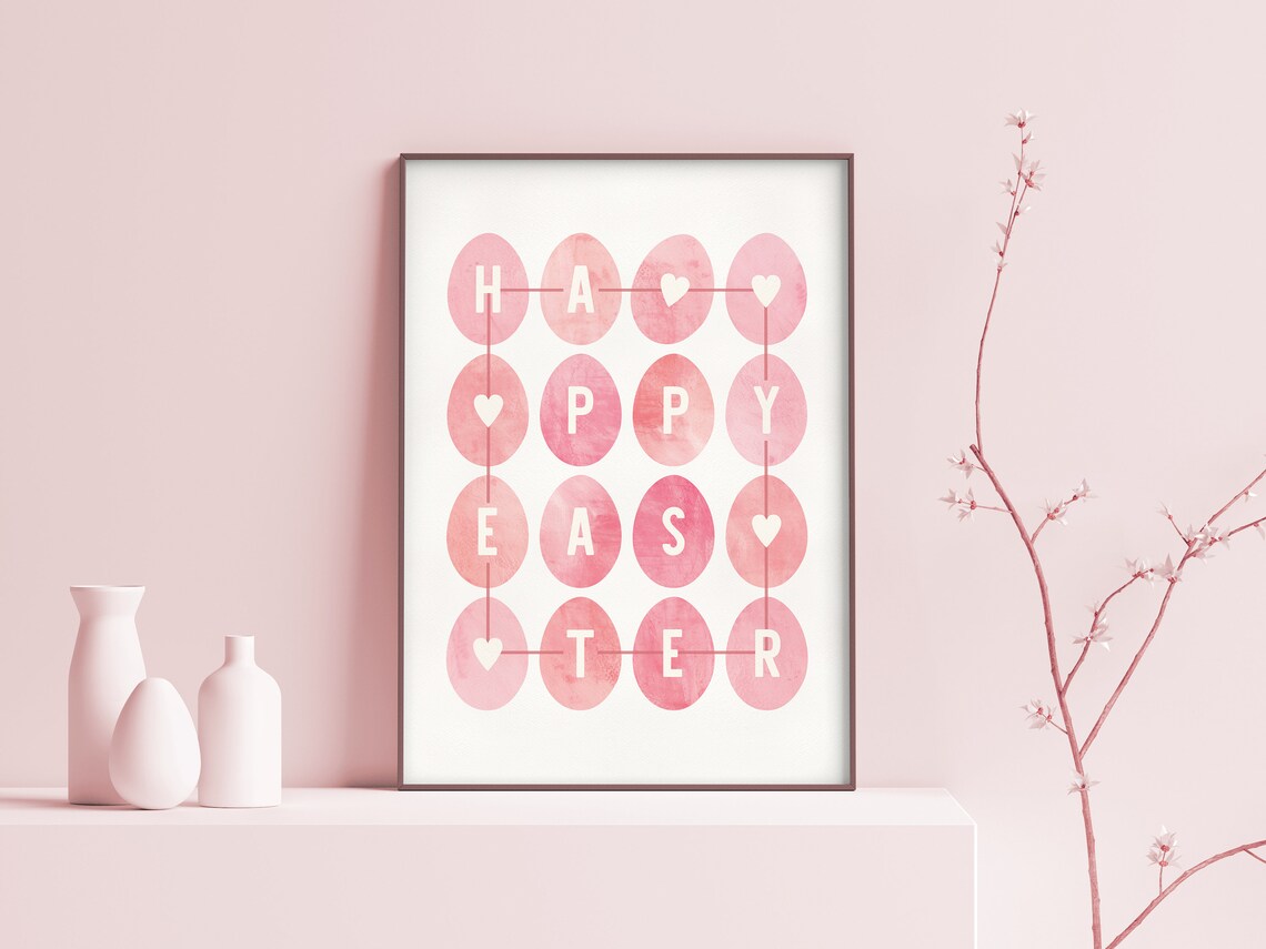 Happy Easter Eggs Minimalist Poster Print - Image 2