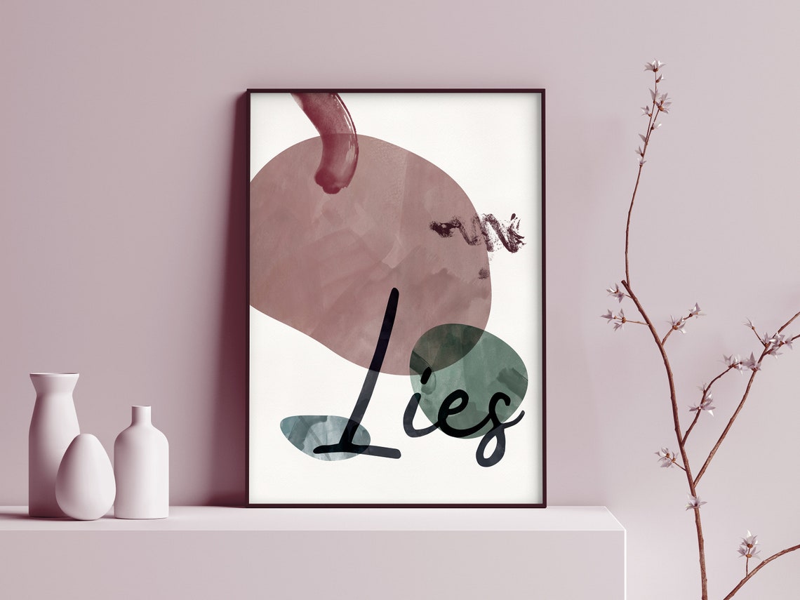 Lies Script Abstract Watercolor Shapes Modern Boho Minimalist Poster - Image 2