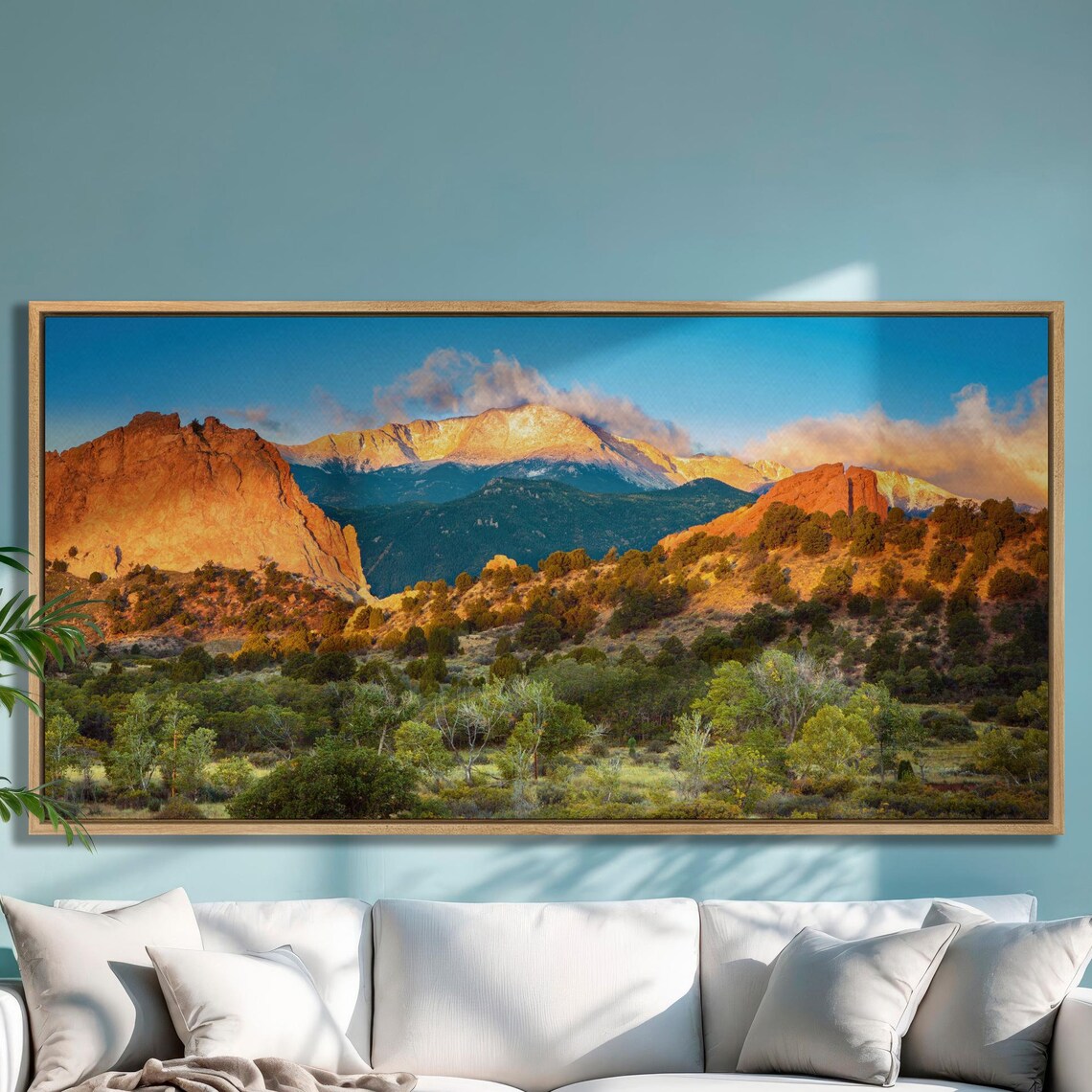 Garden Of The Gods And Pikes Peak At Sunrise Red Rocks Colorado Poster
