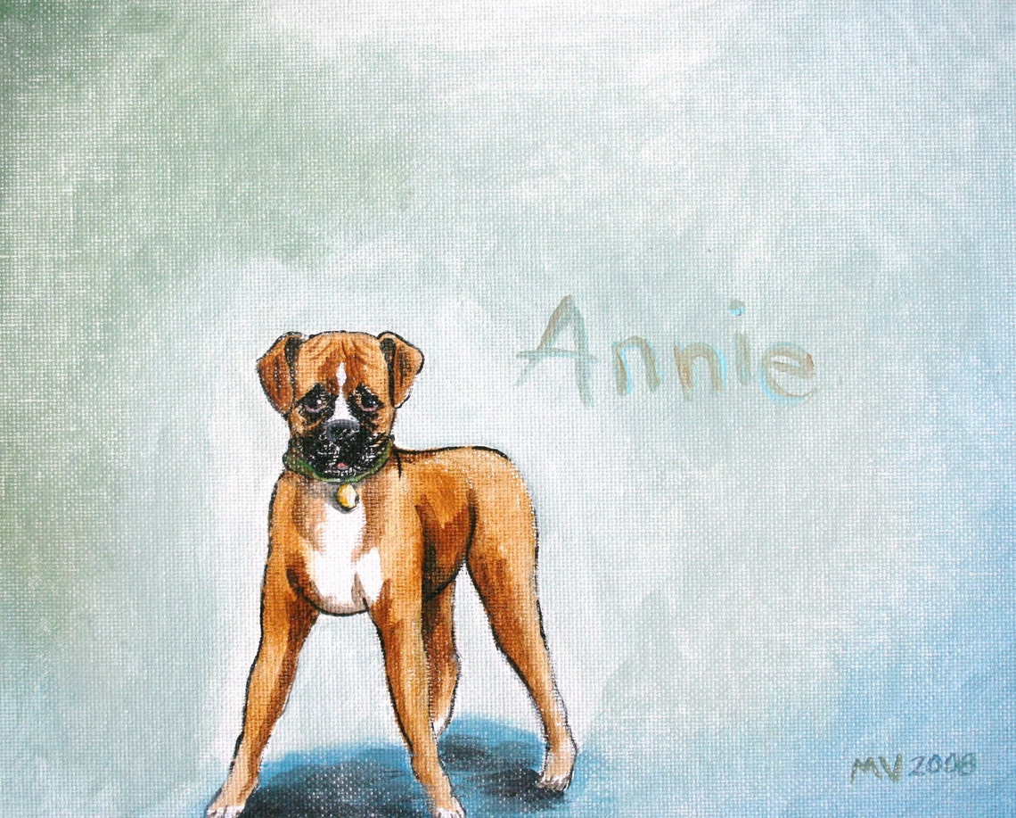 Playful Tan Chihuahua Stretching Aqua Background Puppy Art Poster - Image 2