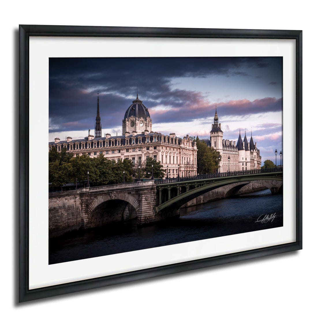 Pont Notre Dame Bridge Over the Seine Paris at Blue Hour Poster