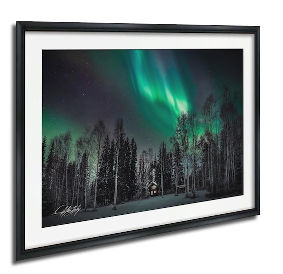 Northern Lights Art Print, Colorful Aurora Over Forest
