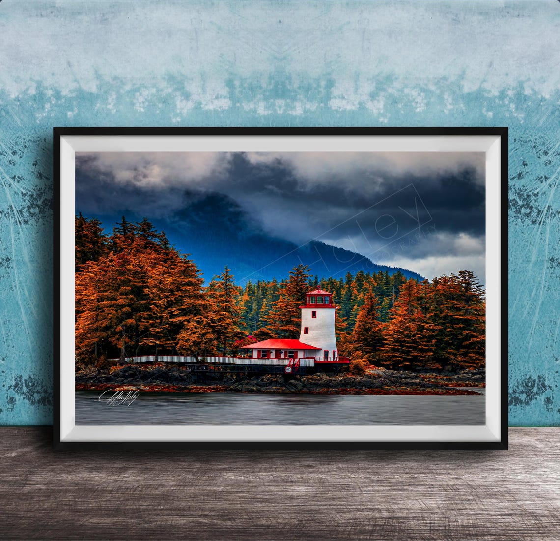 Sitka Lighthouse Canvas Autumn Seascape Sailing Ship Framed Or Unframed