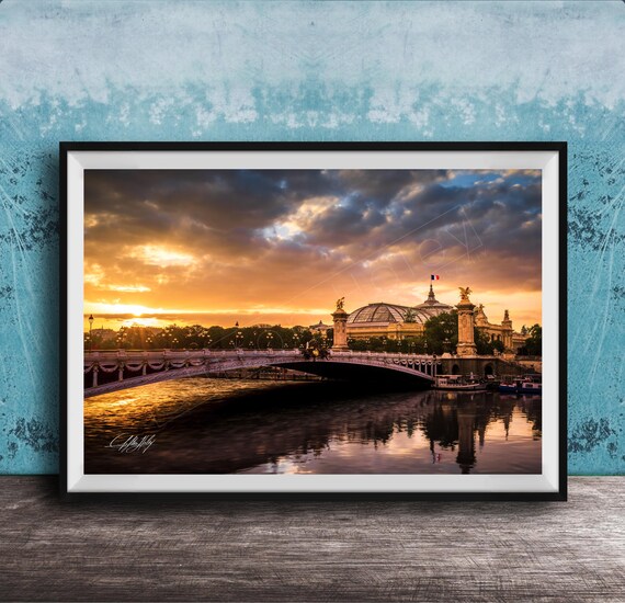 Alexander 3rd Bridge Print Paris Cityscape At Sunset Gallery Wall Art
