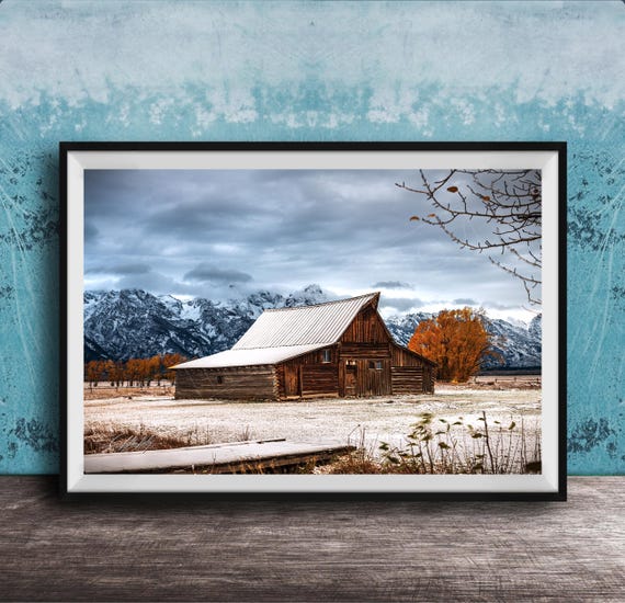Moulton Barn Canvas Print Grand Teton Sunrise Rustic Farmhouse