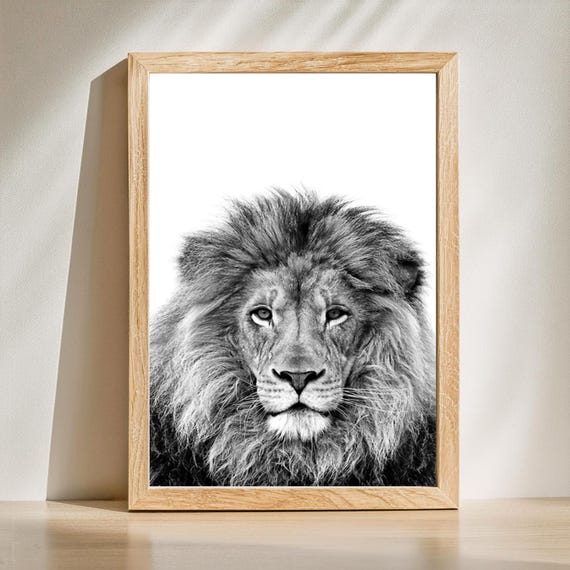 Lion Poster Print, Modern Wildlife Portrait