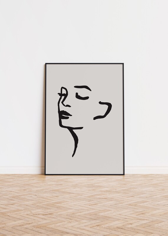 Minimalist Black Line Face Abstract Contour Drawing Art Poster