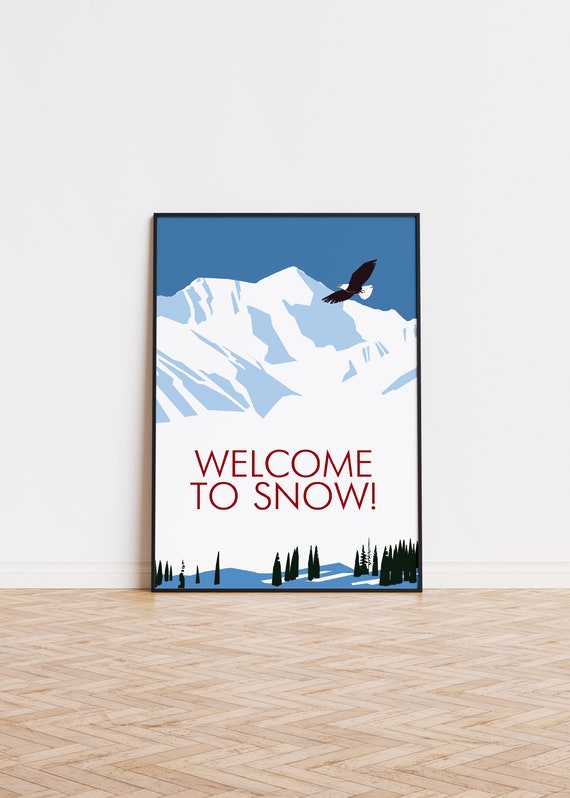 Mountain Snow Poster Unique Trendy Wall Art Printed
